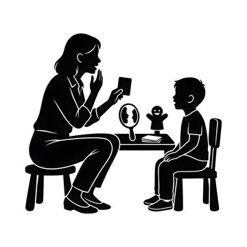 Speech therapist working with a child in a session