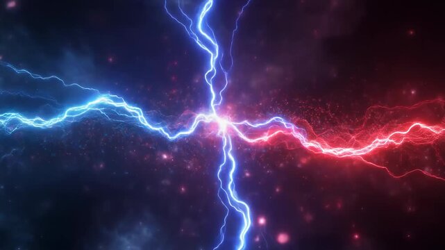 animation of bright electricity or plasma crackling on a black background, front-facin