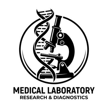 Medical laboratory research and diagnostics logo icon