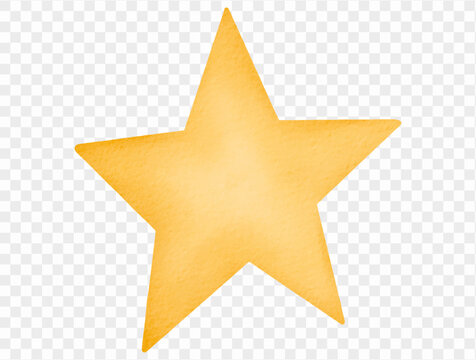 Watercolor golden five point star sparkle illustration Vector.