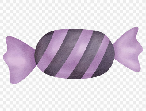 Watercolor purple striped wrapped candy sweet illustration Vector.