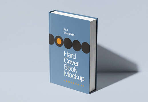 Standing Hardcover Book Mockup With Shadow for Cover Design and Branding Presentation