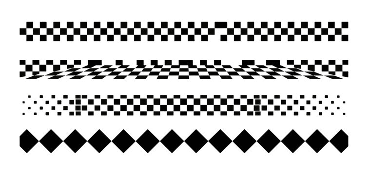 Black and white checkered pattern borders and dividers with checkered geometric collection abstract background ornament decoration minimalist