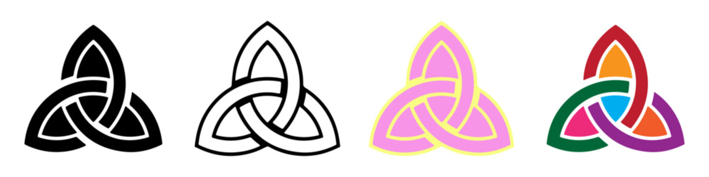 Trinity icon, logo, silhouette, Clipart vector illustration. PNG. Editable stroke. Christian Triquetra trinity symbol.