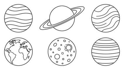 セットの6つのシンプルなアウトラインのさまざまなプルアンエトス © Rashedul