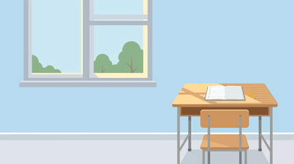 Classroom, school desk, education, learning, interior isolated on Transparent Background Back to school, Editable EPS