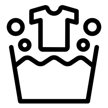 Laundry Washing Clothes Tub Line Icon