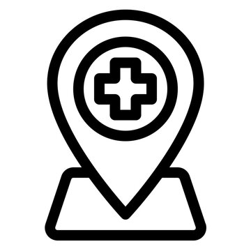 Medical Hospital Location Pin Line Icon