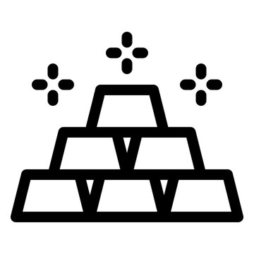 Shiny Gold Bars Wealth Line Icon