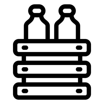 Wooden Crate Bottle Box Line Icon