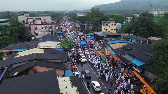 Aerial View of Eid Milad-un-Nabi Procession in Khopoli, Maharashtra