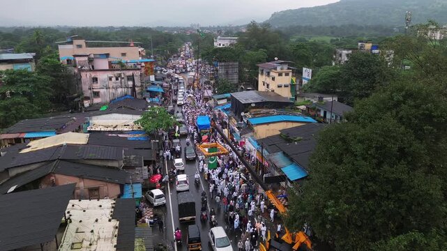 Aerial View of Eid Milad-un-Nabi Procession in Khopoli, Maharashtra