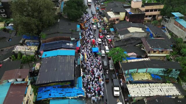 Aerial View of Eid Milad-un-Nabi Procession in Khopoli, Maharashtra