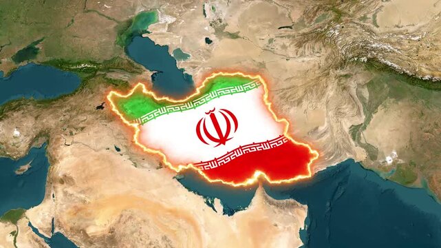 Iran 3d map and flag animated overlay Animation footage 