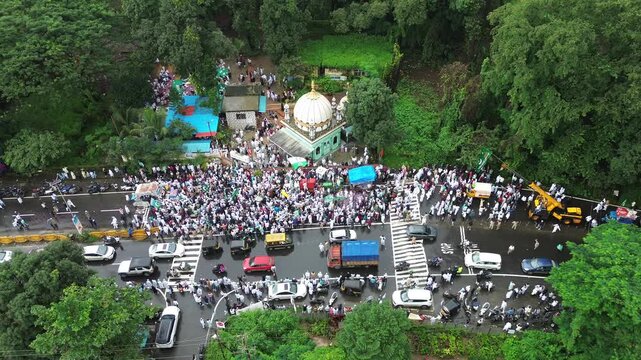 Aerial View of Eid Milad-un-Nabi Procession in Khopoli, Maharashtra