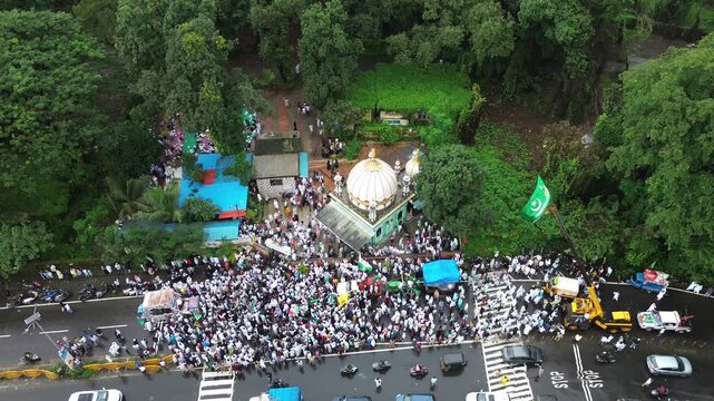 Aerial View of Eid Milad-un-Nabi Procession in Khopoli, Maharashtra