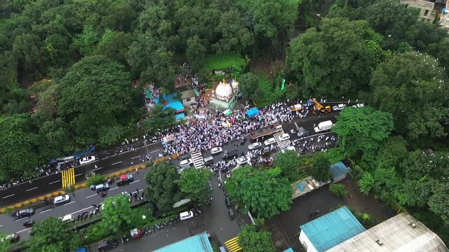 Aerial View of Eid Milad-un-Nabi Procession in Khopoli, Maharashtra