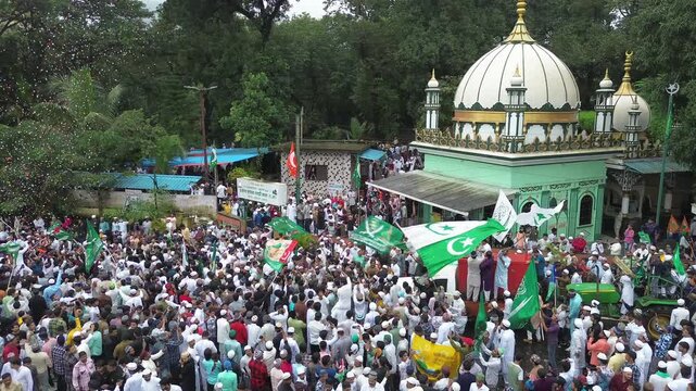 Aerial View of Eid Milad-un-Nabi Procession in Khopoli, Maharashtra