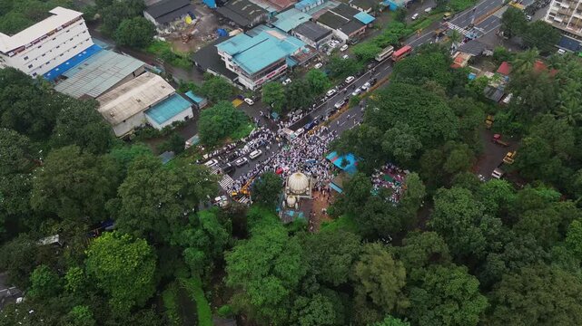 Aerial View of Eid Milad-un-Nabi Procession in Khopoli, Maharashtra