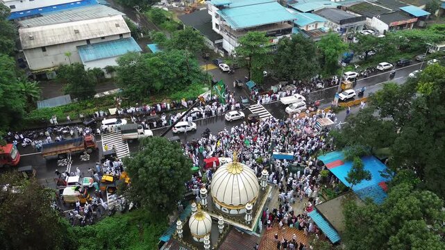 Aerial View of Eid Milad-un-Nabi Procession in Khopoli, Maharashtra