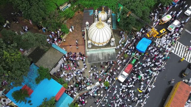 Aerial View of Eid Milad-un-Nabi Procession in Khopoli, Maharashtra