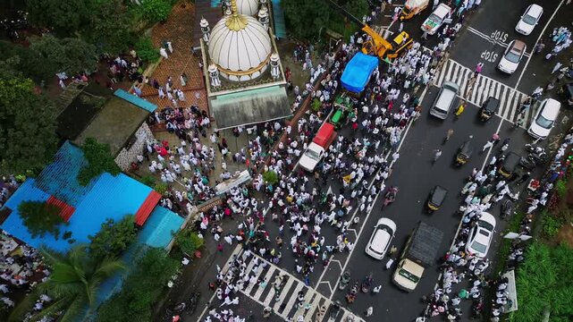 Aerial View of Eid Milad-un-Nabi Procession in Khopoli, Maharashtra