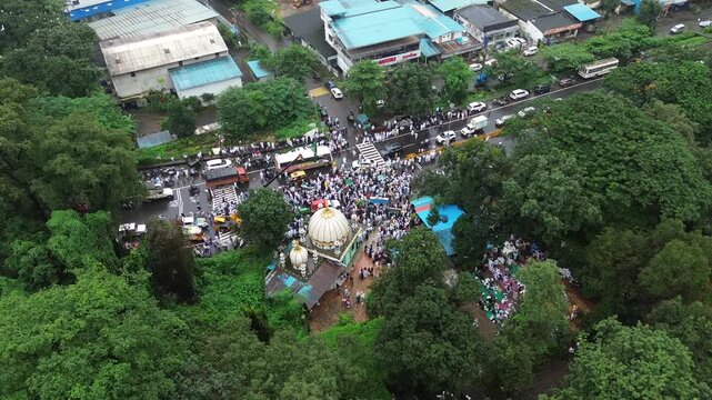 Aerial View of Eid Milad-un-Nabi Procession in Khopoli, Maharashtra