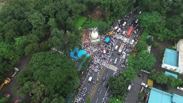 Aerial View of Eid Milad-un-Nabi Procession in Khopoli, Maharashtra