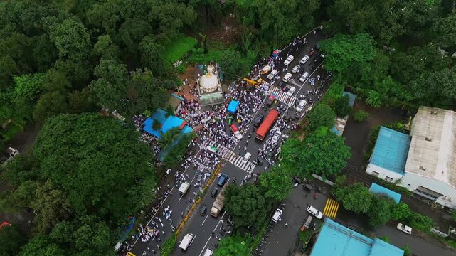 Aerial View of Eid Milad-un-Nabi Procession in Khopoli, Maharashtra