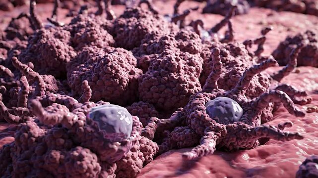 Microscopic Blood Cell Formation A close up macro view reveals a cluster of trombocytes platelets with their characteristic irregular shapes and protrusions