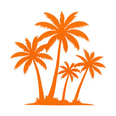 Obraz premium PNG Vibrant orange palm trees silhouette