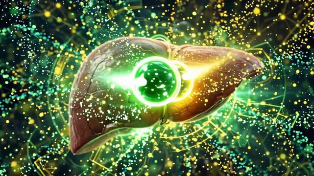 3D animation of human liver blood filtration process and vascular network