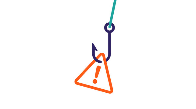 Phishing threat alert cyber security scam hook warning symbol