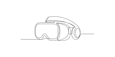 Obraz premium Virtual reality headset drawn with a single continuous line