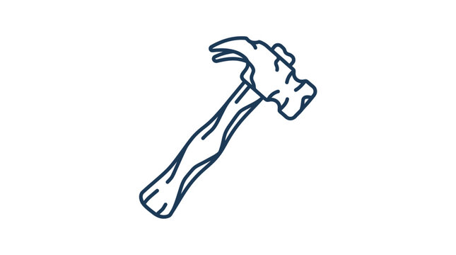 Minimalist Ancient Stone Hammer Outline Graphic