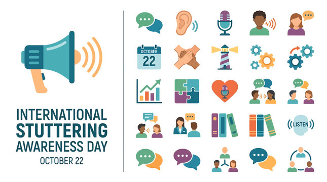 Flat Vector Icon Set for Speech Communication and Awareness