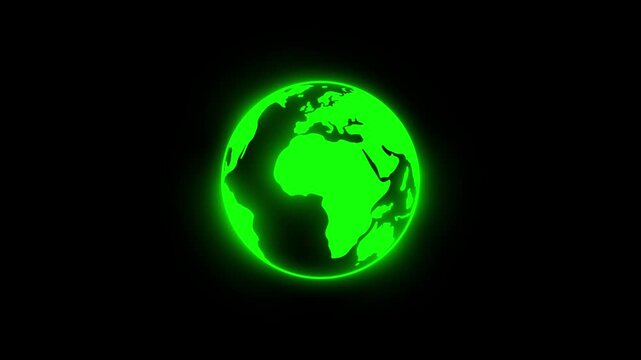 Glowing earth rotates across three frames in dark background footage