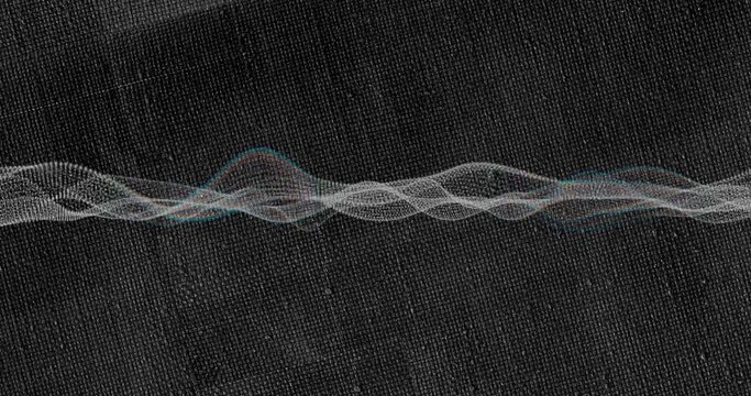 On start layered wave starting ribbon swelling crossing sliding visualizing signal on dark fabric