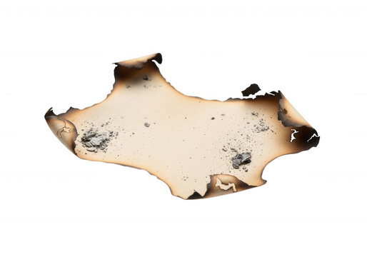 Burnt old parchment paper isolated on transparent background