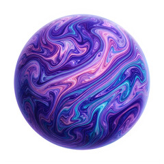 Obraz premium Purple blue swirly marble ball isolated on transparent background
