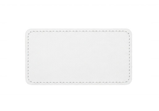 Blank white leather clothing tag isolated on transparent background