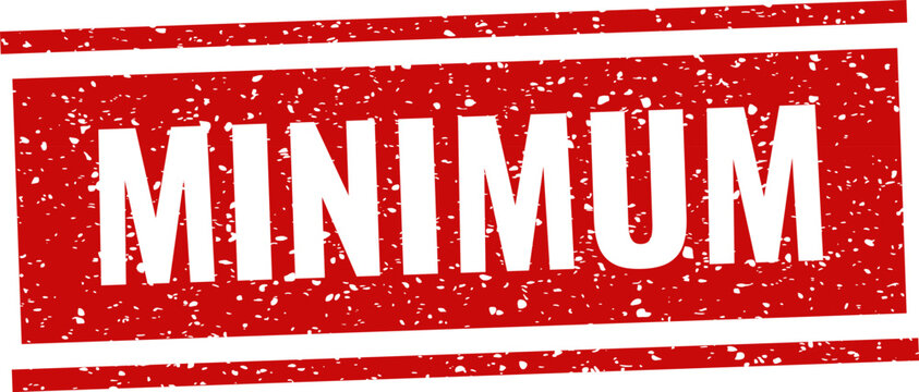 Distressed red stamp with white stars and 'minimum' text ideal for compliance and legal documents