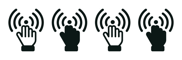 Hand Waving Icon Set, Hello, Hi, Goodbye And Greeting Hand Gesture Symbols Vector Illustration. © HossenMuhammod MunnA
