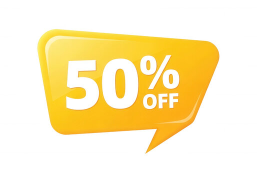 Fifty percent off sale banner isolated on transparent background