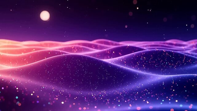 Flowing purple and orange light waves