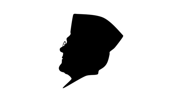Chandra Bose Portrait, black isolated vector silhouette rescue