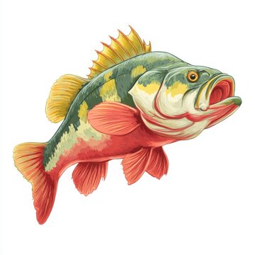 Detailed Illustration Of A Vibrant Perch Fish Isolated On A Clean White Background