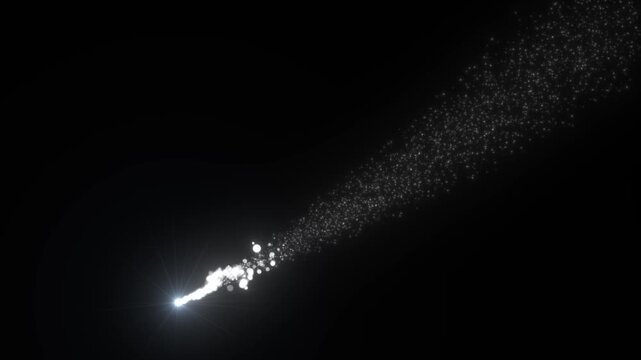 Magic glitter sparkle trail animation isolated on black background