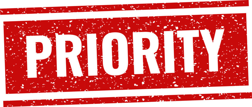 Red priority stamp with stars urgent task marking and important document seal graphic