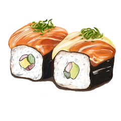 Seaweed salmon wrapped rice rolls  © ashiro